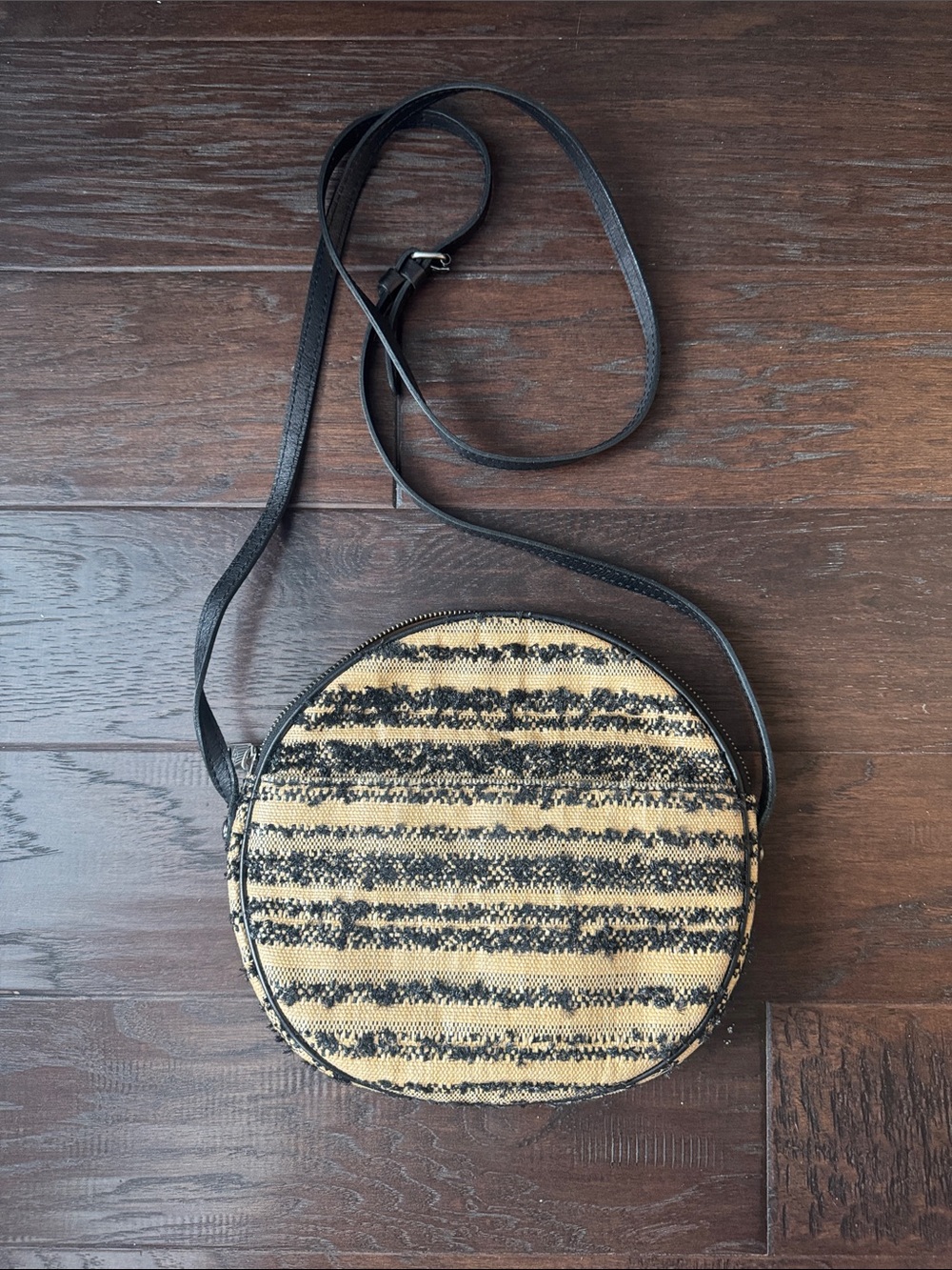 Patricia Nash Black and Natural Round Crossbody with Tassels - Picture 4 of 5
